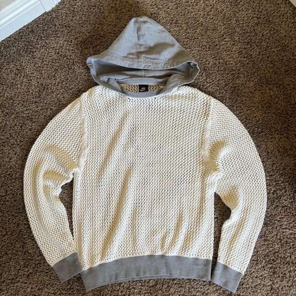 Nike Gray and White Mesh Hoodie - Picture 1 of 5